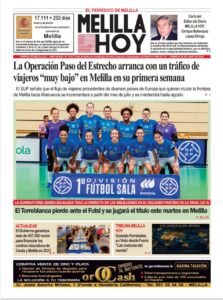 Portada del periódico Melilla Hoy del 28 de junio de 2026