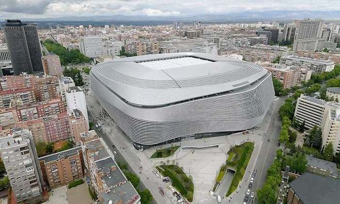 Vista aérea del estadio Santiago Bernabéu en Madrid
