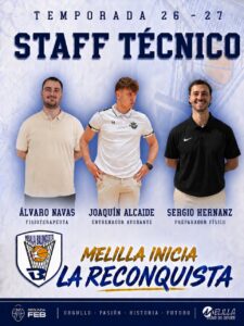 Miembros del staff técnico del Melilla Baloncesto para la temporada 2026-27