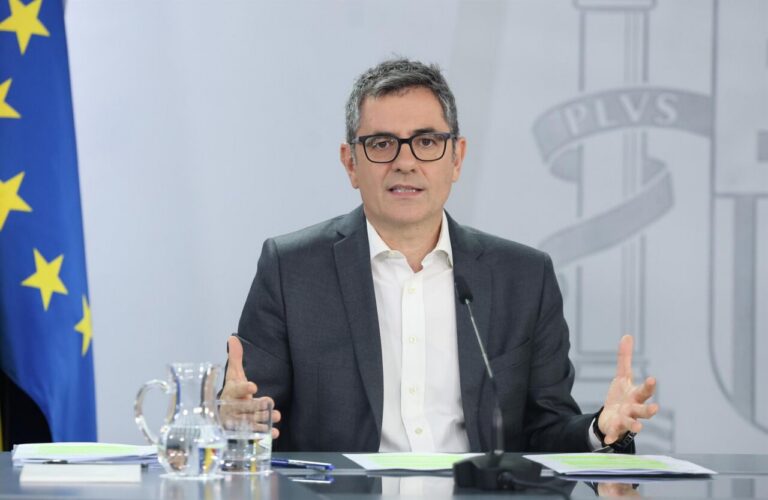 Ministro Félix Bolaños durante la rueda de prensa sobre nuevas plazas judiciales