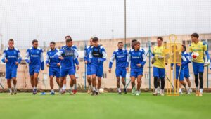 Jugadores de fútbol en entrenamiento durante la pretemporada