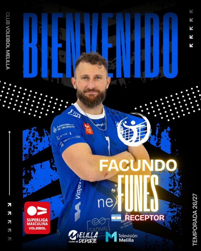 Facundo Funes, nuevo receptor del Club Voleibol Melilla, sonriente en su presentación.