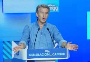 Alberto Núñez Feijóo hablando sobre la condena de David Sánchez