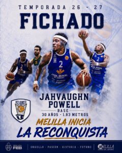 Jahvaughn Powell, nuevo jugador del Club Melilla Baloncesto para la temporada 2026-2027.