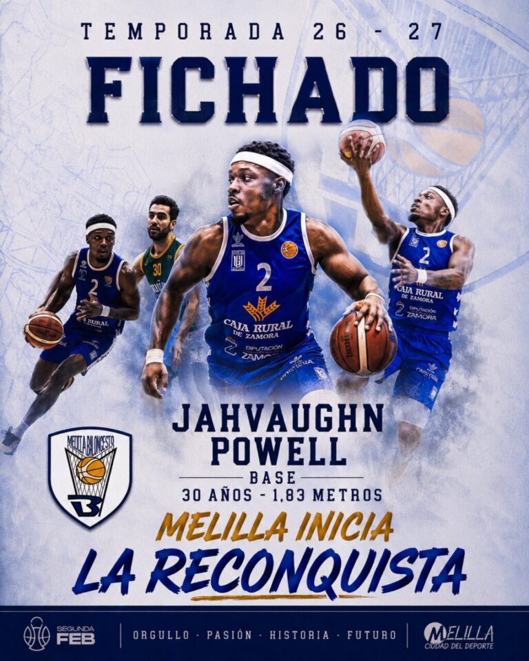 Jahvaughn Powell, nuevo jugador del Club Melilla Baloncesto para la temporada 2026-2027.