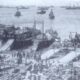 Vista histórica de la playa de Morro Nuevo durante el desembarco de Alhucemas en 1925.