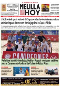 Portada del periódico Melilla Hoy del 14 de julio de 2026