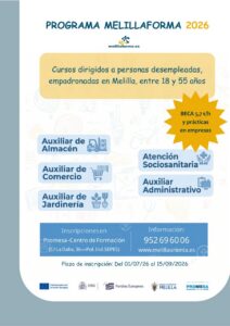 Cartel del programa Melilla Forma con cursos para desempleados