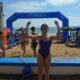 Jimena Rodríguez celebrando su victoria en la Travesía a Nado en Melilla