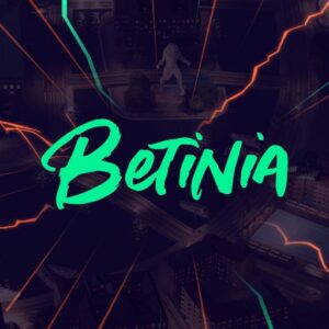 Neon teal cursive BetNia logo over a dark, futuristic cityscape with orange and blue light streaks