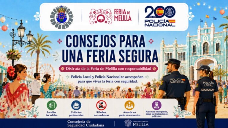 Cartel con consejos de seguridad para la Feria de Melilla