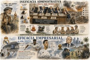 Ilustración sobre ineficacia administrativa y eficacia empresarial en España