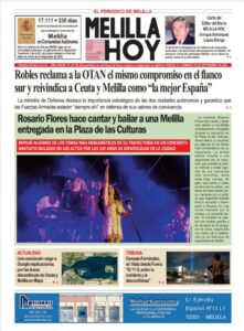 Portada del periódico Melilla Hoy del 20 de septiembre de 2026