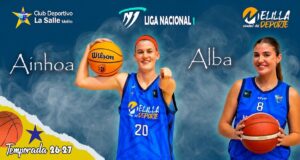 Ainhoa Berenguel y Alba Soler con balones de baloncesto