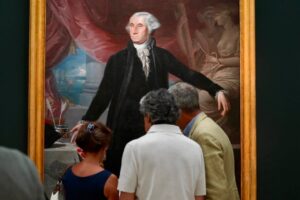 Visita a la pintura de George Washington en un museo