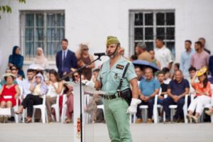 Coronel jefe de La Legión en Melilla durante su discurso en un acto militar.