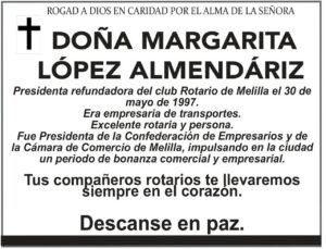 Esquela en memoria de Doña Margarita López Almendáriz