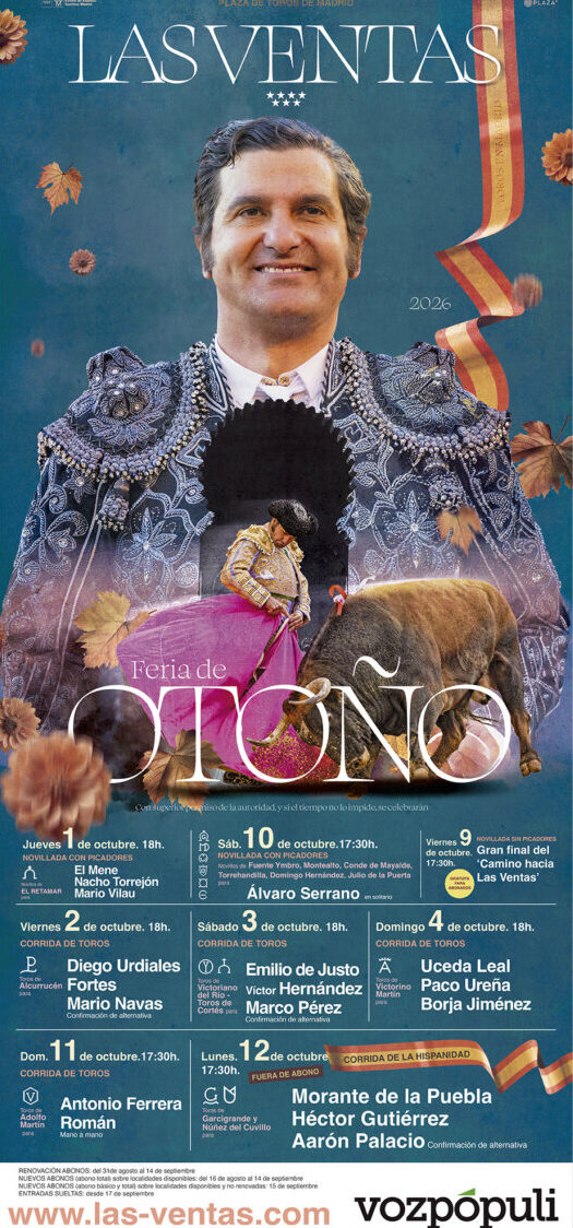 Feria Taurina de Otoño 2026 - MelillaHoy Cartel de la Feria Taurina de Otoño en Madrid 2026