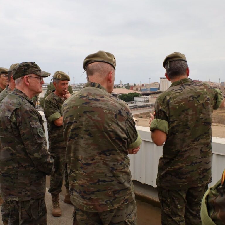 El JEMAD y militares observando la ciudad de Melilla