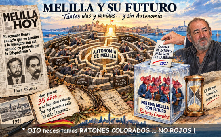 Ilustración sobre la autonomía de Melilla con ratones en un laberinto