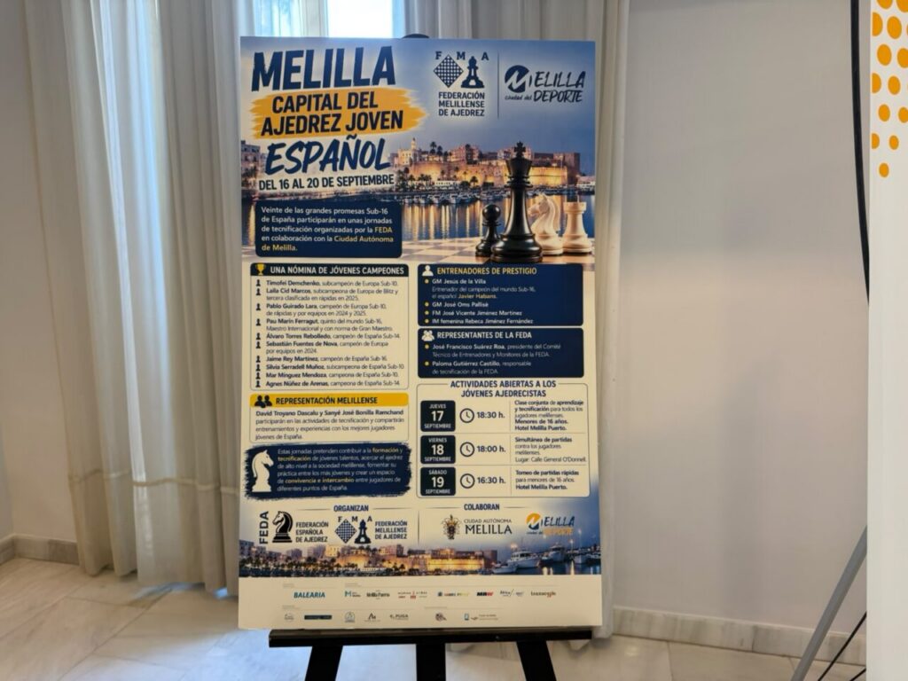 Cartel de las jornadas de tecnificación de ajedrez en Melilla