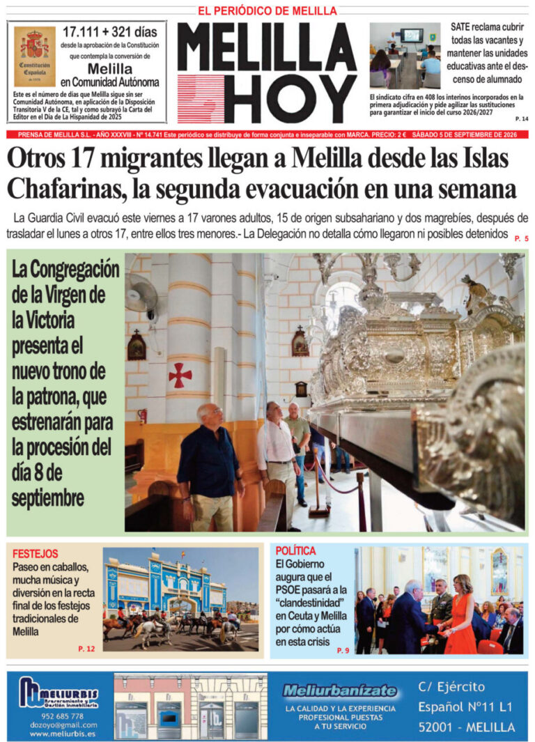 Portada del periódico Melilla Hoy del 5 de septiembre de 2026