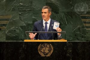 Pedro Sánchez en la Asamblea General de la ONU hablando sobre la crisis migratoria en Ceuta