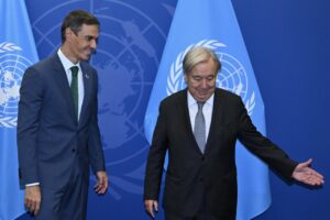 Pedro Sánchez y António Guterres en la Asamblea General de la ONU