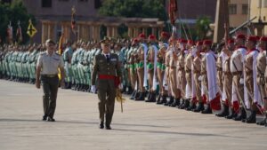 Parada militar en la Base Alfonso XIII con el general Luis Cortés Delgado