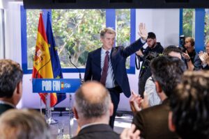 Alberto Núñez Feijóo durante un discurso en un evento del PP