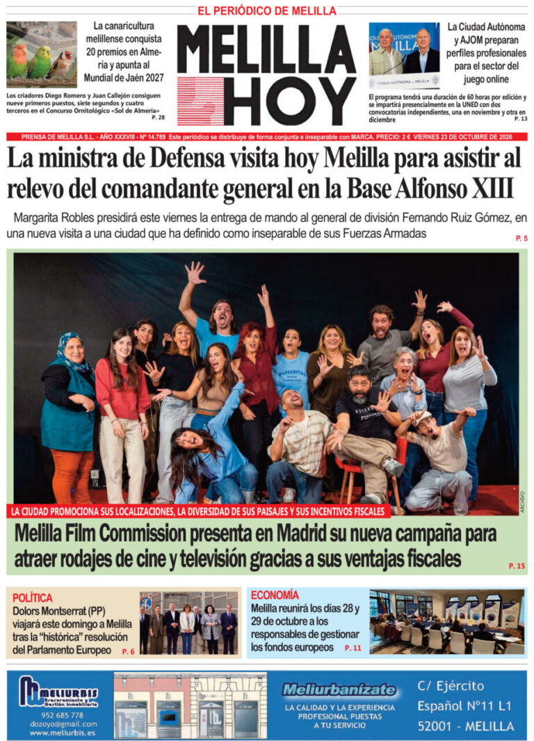 Portada de Melilla Hoy con fotografía grupal y titulares de actualidad