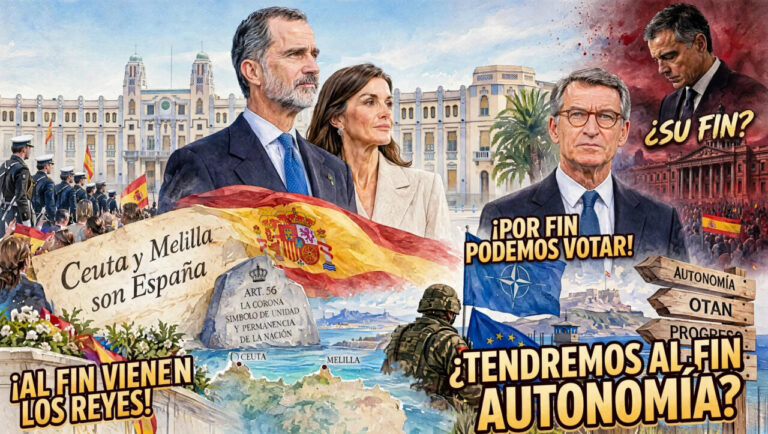 Felipe VI y Letizia en la Plaza de España de Melilla durante su visita